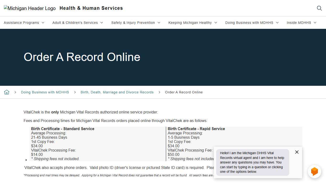 Order A Record Online